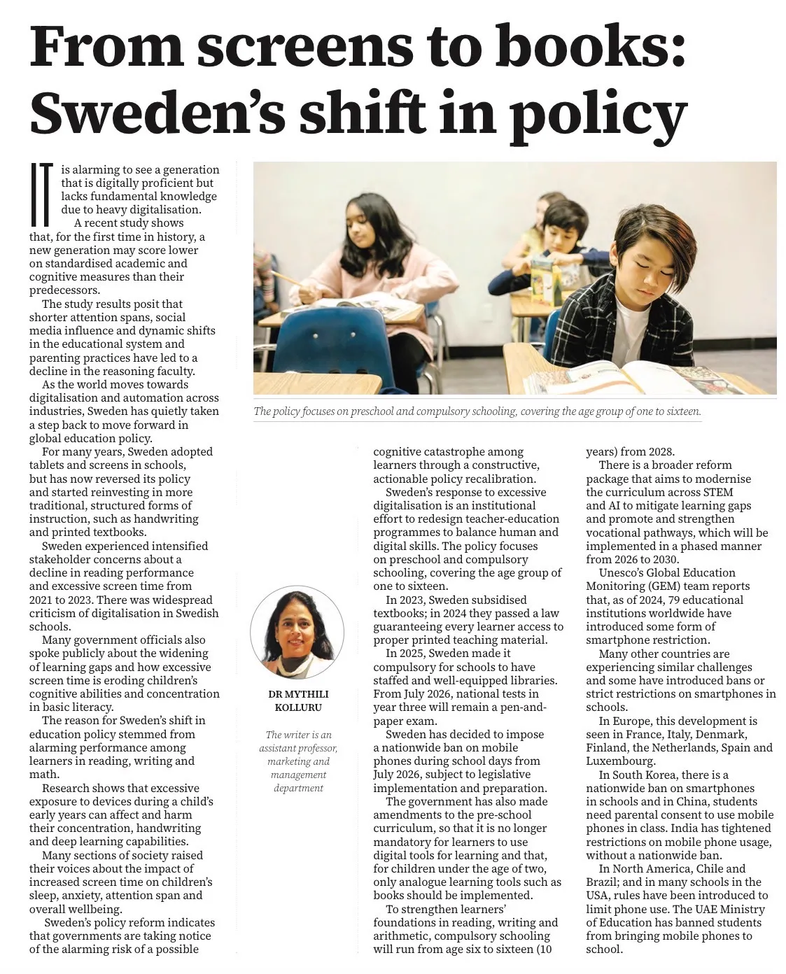 From screens to books: Sweden's shift in policy